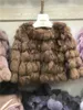 Womens Fur Faux 100% Natural Jacket Real Coat Winter Women Luxury Fashion 55cm Short Streetwear 230904