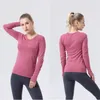 LLU-668 Lulemon 2.0 femmes tricot à manches longues Sport haut femmes entraînement T-Shirt Yoga col rond séchage rapide respirant élastique Fitness course chemise