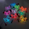 Party Masks Halloween 10 Colors LED Neon El Wire Mask Cosplay Luminous Dance Dress Accessories 230904