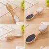 Bath Brushes Sponges Scrubbers Foot Brush Pumice Stone Rasp File Exfoliating Bamboo Handle Pedicure Tool 4 In 1 Mti-Functional Scrub D Dhf2V