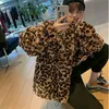 Mulheres pele do falso inverno leopardo impressão jaqueta gola quente parkas outwear outono coreano feminino solto casacos 230904