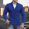 Suéteres masculinos Slim Fit Sweater elegante malha cardigan lapela casaco single-breasted com textura torcida resistente ao frio