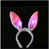 Other Festive Party Supplies Light Flashing Led Plush Fluffy Bunny Rabbit Ears Headband Tail Tie Costume Accessory Cosplay Woman G Dhsu8