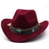 Wide Brim Hats Bucket Hats Wool Women's Men's Western Cowboy Hat For Gentleman Lady Jazz Cowgirl With Leather Cloche Church Sombrero Caps 230905