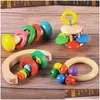 Baby Toy Kids Pedagogiska träklocka Rattle Handbell Percussion Musikinstrument Shake For Toddlers Spädbarn Toys Drop Delivery Gif DHY2D