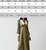 Casual Dresses Printed Long Skirt Doll Collar Waist Slimming Europe and the United States New Long-sleeved Dress