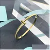 Bangle Bracelet Designer Luxury Charm Letter t Bracelets Jewelry for Women Fashion Associory Titanium Steel Alloy Neve DH5HJ
