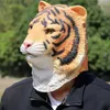 Máscaras de festa Máscara de tigre animal látex Halloween horror COS Zodíaco Ano do Tigre apresentará adereços Tik Tok capacete de tigre. T230905