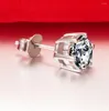 Stud Earrings Pure Platinum Earring Lady 1CT/Piece Diamond For Women Six Prongs Ear Jewelry D Color VVS1 With Box