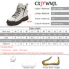 Dress Shoes CXJYWMJL Sneakers Wanita Musim Gugur Kulit Asli Sepatu Vulkanis Atasan Tinggi Ritsleting Samping Luncur Sol Tebal Olahraga Kasual 230905