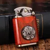 Rosewood Wooden Zorro Rocker Kerosene Lighter Retro Copper Old Nine Doors Creative Mahogany Cigarette Men's Gift JFHK