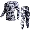 2 -stycken Tracksuit Men Compression MMA långärmad t -skjorta Rashgard Kit Camouflage Sweatshirt Leggings Fitness Thermal Underwear Y2284B