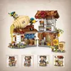 Blocks Creative Street View Bee House Pork Shop Model Building Block City Architecture Home Toys Kids Gifts R230905