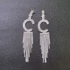 Popular Exaggerated Letter Earings Ceremony Rhinestones 26 Letter Full Diamond Tassel Jelwery Accessories