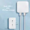 Accessoires de téléphone pliable 40W double USB-C PD, chargeur mural rapide, prise de Type C, charge rapide pour iPhone 14 Pro Macbook