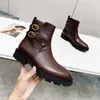 Margaret Chelsea Boot i kalvskinn Autumn/Winter Top Layer Glossy Cowhide stövlar Förhöjande knappstövlar Utomhus Casual Women Black Khaki Wine Red Matte Brown