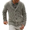 Camisolas masculinas de lapela de peito único elegante cardigan moda botão fechamento jaqueta de malha para outono inverno a