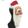 Parti Maskeleri Noel Baba Tam Lateks Maske Peruk Sakal Noel Tatil Yumuşak Noel Baba Maskesi Komik Maske Süper Yumuşak Santa Cadılar Bayramı Maskesi T230905