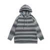 2023 Men's Sweaters Hoodie Sweater Men Streetwear Fashion With Wool Gradient Stripe Loose Casual Vintage Pullover Hooded Oversized