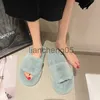 Slippers Slippers Casual Shoes Big Size Flock Platform Slides Slipers Women Fur Flip Flops Low Luxury Flat Massage 2023 Plush Basic Fabri X0905