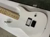 6-saitige glänzend weiße E-Gitarre mit festem Steg. Logo/Farbe anpassen