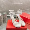 Rene Caovilla kroonluchter kristal verfraaide sandalen leer stiletto hakken avondschoenen vrouwen hakken luxe ontwerpers enkel wraparound schoenen fabriek #01