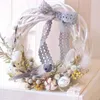 Dekorativa blommor White Garland Wicker Round Design Christmas Tree Rattan Wreath Ornament Vine Ring Decoration Home Party Hanging286u