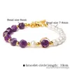 Charm Armband Women Natural White Freshwater Pearl Pärlor Armband Facetterade Natural Amethysts Crystal Stone Chain Armband Present Partihandel R230905