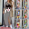 小売春秋の女性マイクスドレス印刷長いカジュアルドレスボタンポケットロングスカート24色638