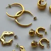 Grandi orecchini da donna per artista twist minimalisti vintage in acciaio inossidabile ipoallergenico placcato oro 18 carati