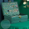 Jewelry Boxes Retro High Quality Velvet Jewelry Box With Large Capacity Dark Green Color 4 Models 230904