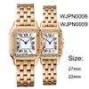 New WJPN0008 WJPN0009 Rose Gold Diamond Bezel 27mm 22mm White Dial Swiss Quartz Womens Watch Ladies Stainless Steel Watches Pureti314T
