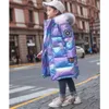 Down Coat Girls Thick Jacket Down Parkas Collar Outerkläder 14 år 2023 Winter Girl Warm Shiny Long Coats Kids Down Jackets R230905