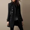 Женская полушерстяная женская осенне-зимняя шерстяная куртка пальто с длинным рукавом однобортная однобортная на пуговицах с отложным вырезом 230904
