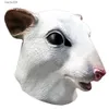 Maschere per feste Topo bianco Testa di animale Maschera in lattice Maschere per ratti Costume cosplay di Halloween T230905