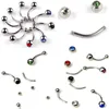 Navelklockknapp ringer 100st/parti 10stylar 316L Rostfritt stål Kristall Tongue Belly Lip Eyebrow Nose Barbell Rings Body Piercing Jewelry 230905