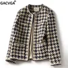 Womens Suits Blazers GACVGA Elegant Weave Plaid Women Blazer With Pocket And Lining Autumn Winter Causal Tweed Coat Office Ladies Suit Jacket 230904