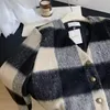 Femmes laine mélanges Plaid Vintage laine manteau femme bureau dame élégant droit col claudine haut Mujer veste à glissière 230905
