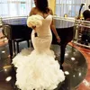 Abiti da sposa africani taglie forti Sweetheart Ruffles Abito da sposa a sirena Lace Up Back Tulle e abiti da sposa in pizzo Dubai Arabo V230T