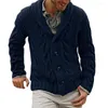 Camisolas masculinas de lapela de peito único elegante cardigan moda botão fechamento jaqueta de malha para outono inverno a
