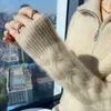 Chandails pour femmes 100% laine hiver épaississement fermeture éclair col POLO hauts pulls décontracté à manches longues garder au chaud tricot dames pull 230904