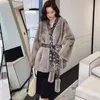 OC00230# Environmentally Friendly Faux Fur Winter Women's Fashion Mid Length Jacket Fur Integrated Golden Mink Velvet