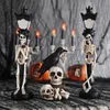 Andra evenemangsfestleveranser Halloween Glowing Crow Skull Head Lamp LED -lampor skrämmande Raven Crow på Skull Statue Halloween Bar Home Decoration Horror Props 230905