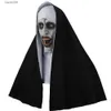 Masques de fête La nonne Masque d'horreur Cosplay Valak Masques effrayants en latex avec foulard Casque intégral Halloween Party Props T230905