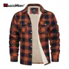 Herrjackor magcomsen Men's Fleece Plaid flanellskjorta jacka upp casual bomullsjacka förtjockar varm vårarbete kappa sherpa ytterkläder 230904