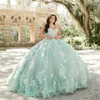 Amazing Beaded Ball Gown Quinceanera Dresses With Wrap Sequined Sweetheart Neck Appliqued Prom Gowns Sweep Train Tulle Sweet 15 Masquerade Dress