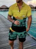 Herren-Trainingsanzüge, Hawaii, Meer, Strand, 3D-Druck, Poloshirts, Shorts, Sets, modisch, übergroß, kurzärmelig, Hemd, Hosen, Set, Anzüge, Kleidung