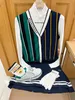 Autres articles de sport Printemps Automne Golf Gilet tricoté pour femmes Mesdames portent des vêtements de sport à rayures Top Stretch Knitwear 230904
