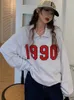 Sweats à capuche pour femmes Sweatshirts Vintage Lettres Impression Allmatch Sweat Femmes Mince Tops Surdimensionné Fermeture à glissière Jeunes Filles Streetwear Mode Coréenne Pulls 230904