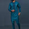 Men's Tracksuits The Summer Banquet Ethnic Wind Dashiki Men's Suit Unique Design Personality Flamboyant Long-Sleeved Top Pants Two-Piece Set 230905